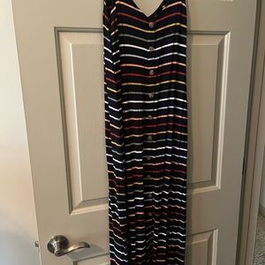 LOFT STRIPED BUTTON TRIM MAXI DRESS SIZE L